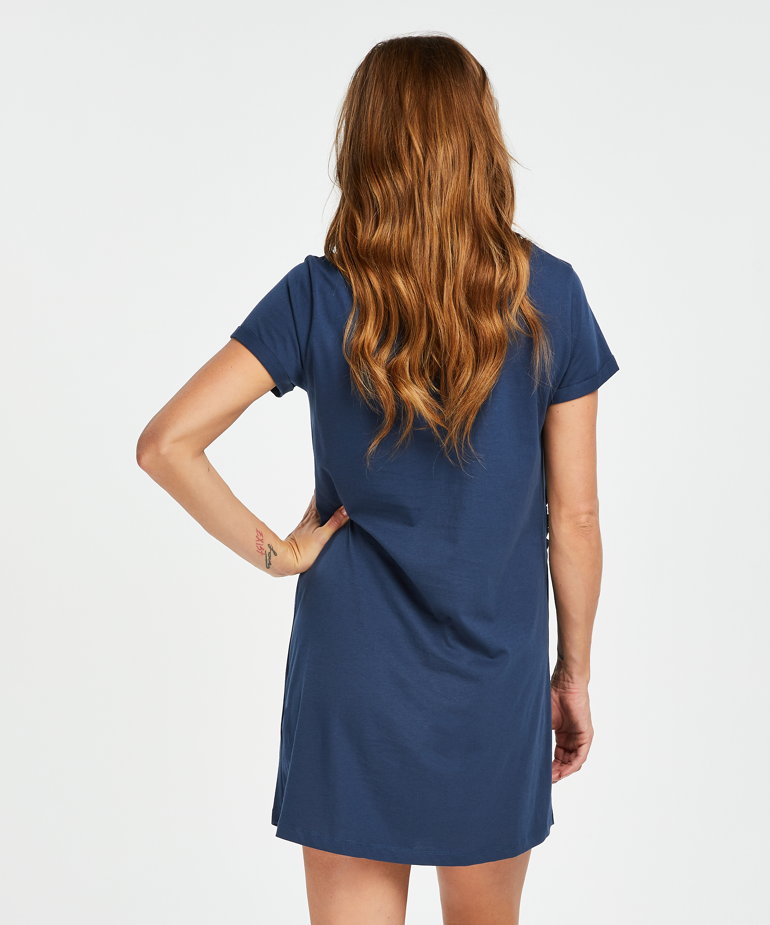 Short-Sleeved Maternity Nightshirt, Blue, main