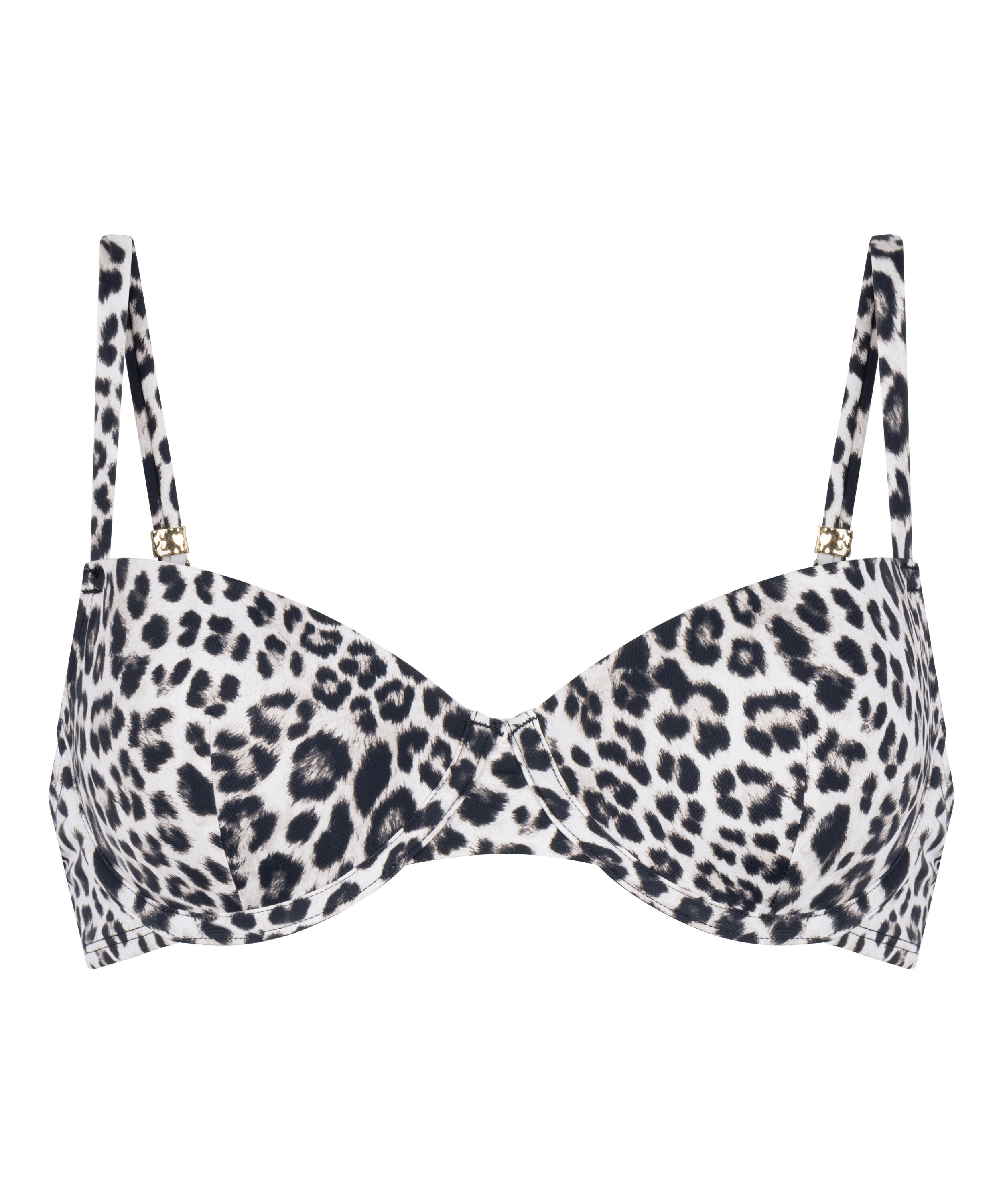 Padded Underwired Bikini Top Leopard, Black