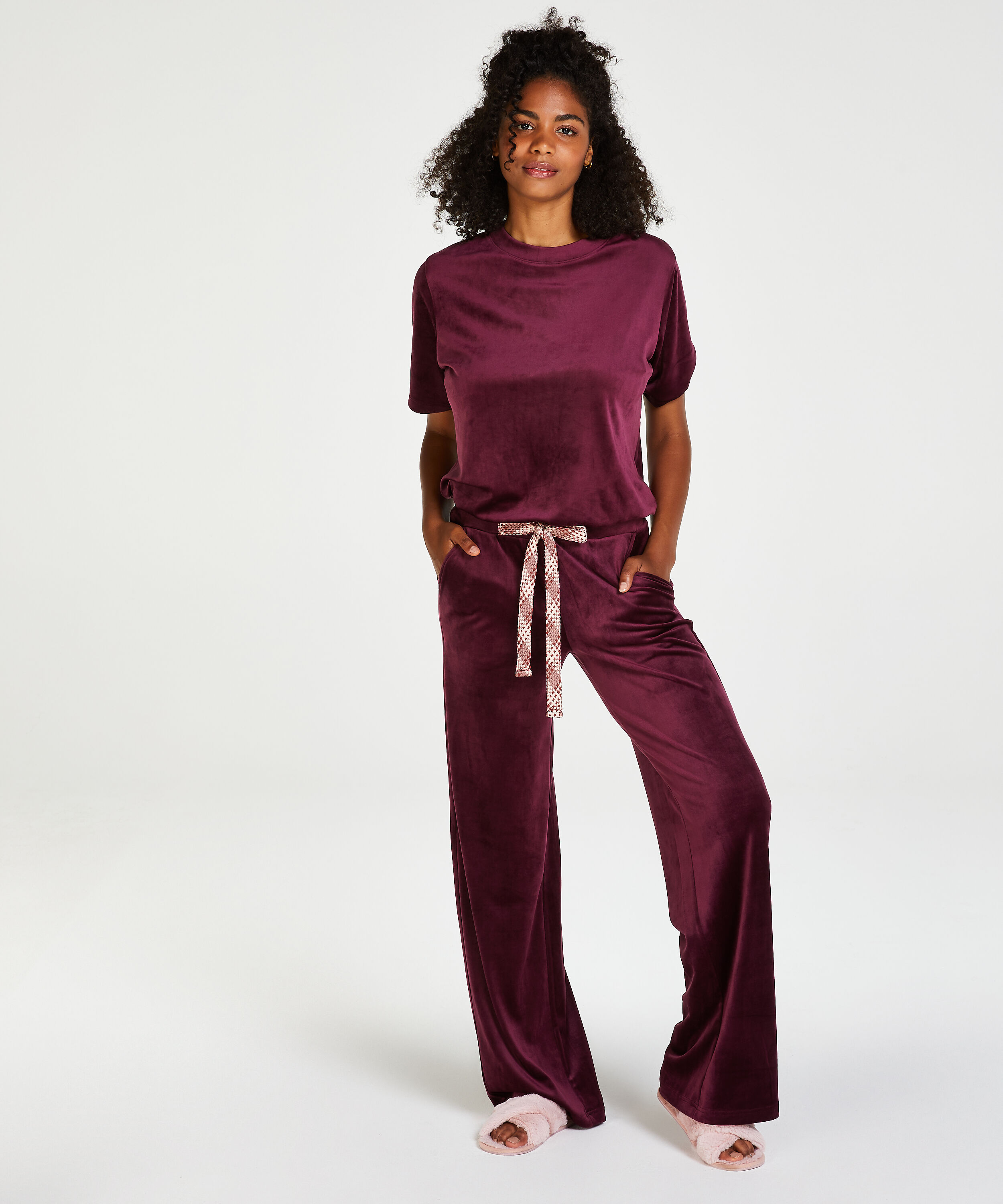 Tall Velours Pyjama Bottoms, Purple