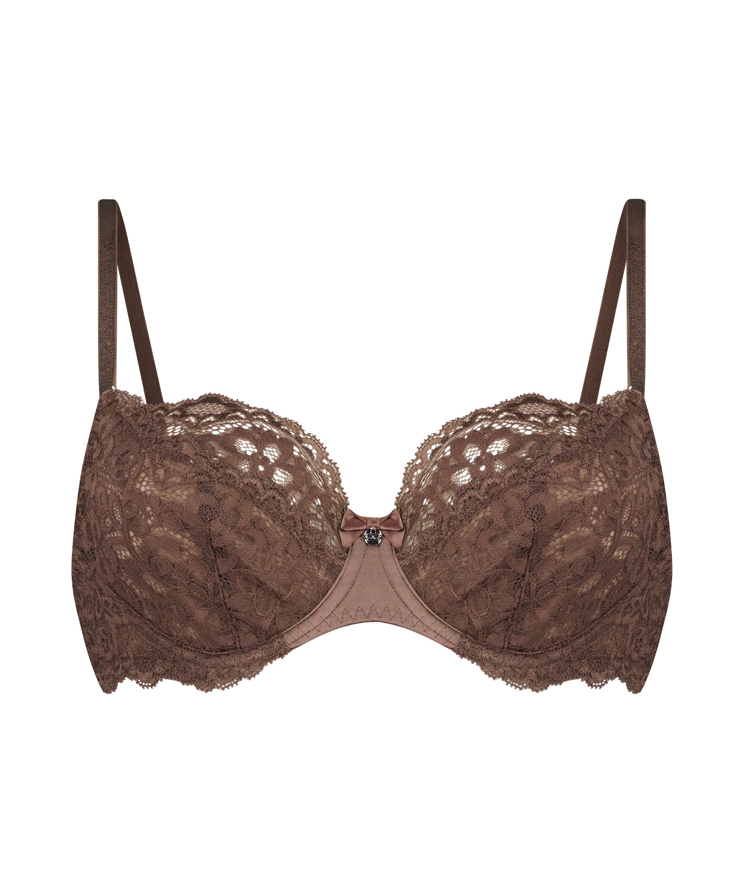 Marine Non-Padded Underwired Bra, Brown, main