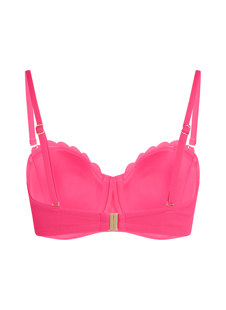 Scallop Padded Strapless Underwired Bikini Top Cup E +, Pink