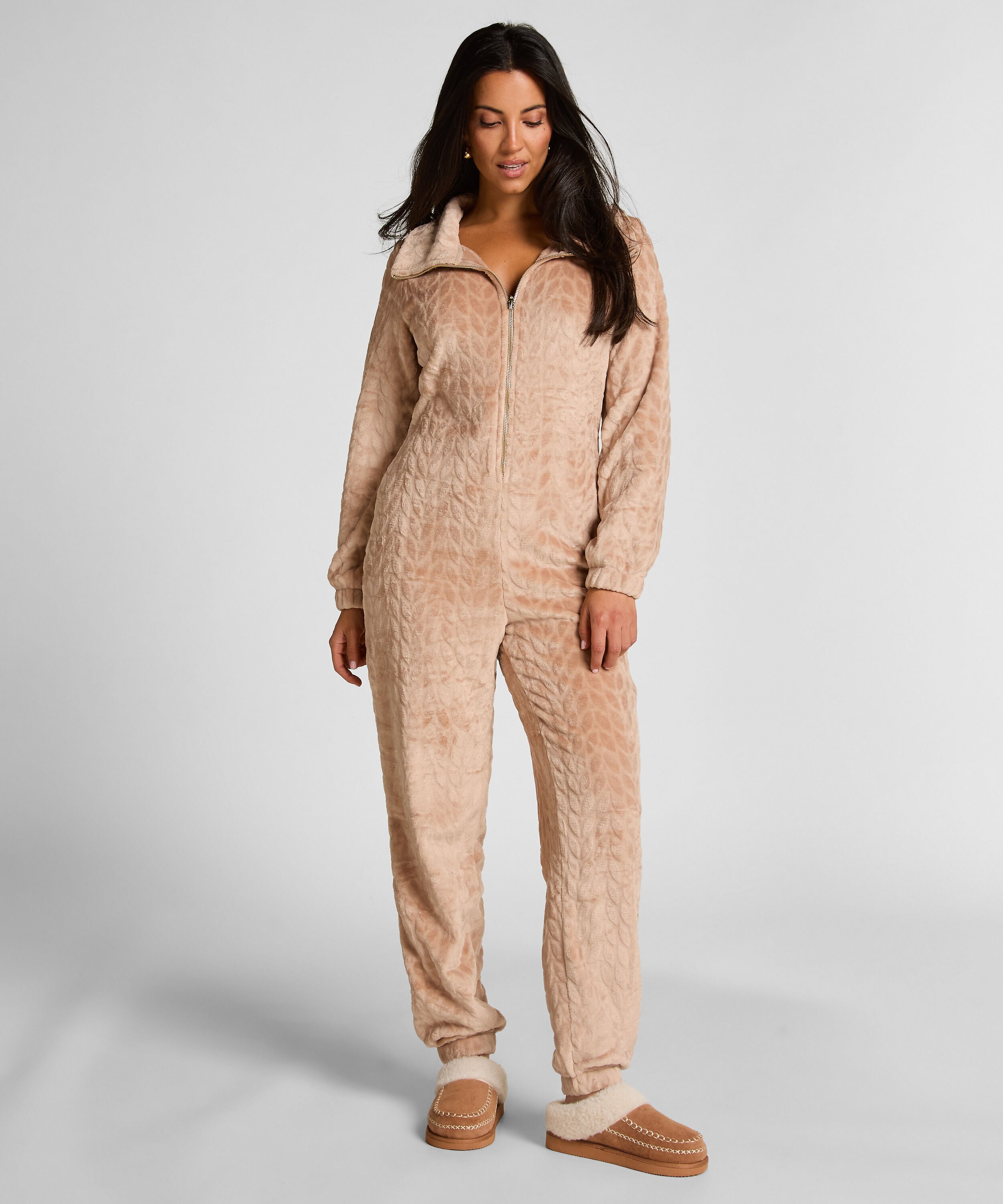 Onesie Cable Zip Up, Beige