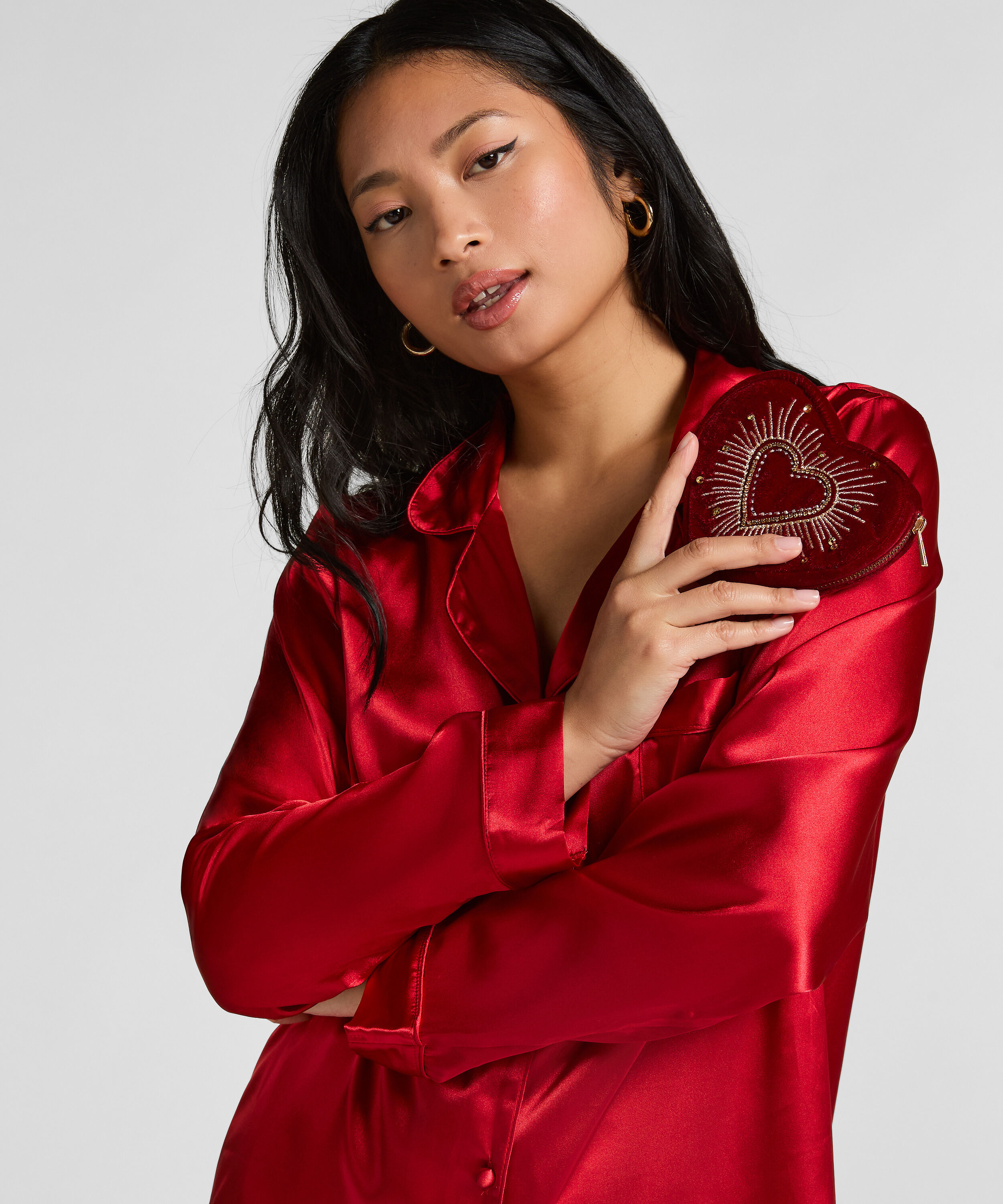 Heart Zip Purse, Red