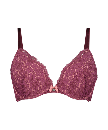 Rose padded push-up bra, Red