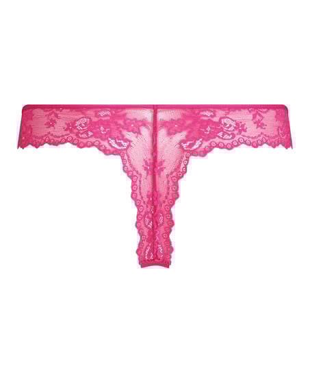 Lace Back Invisible Thong, Pink