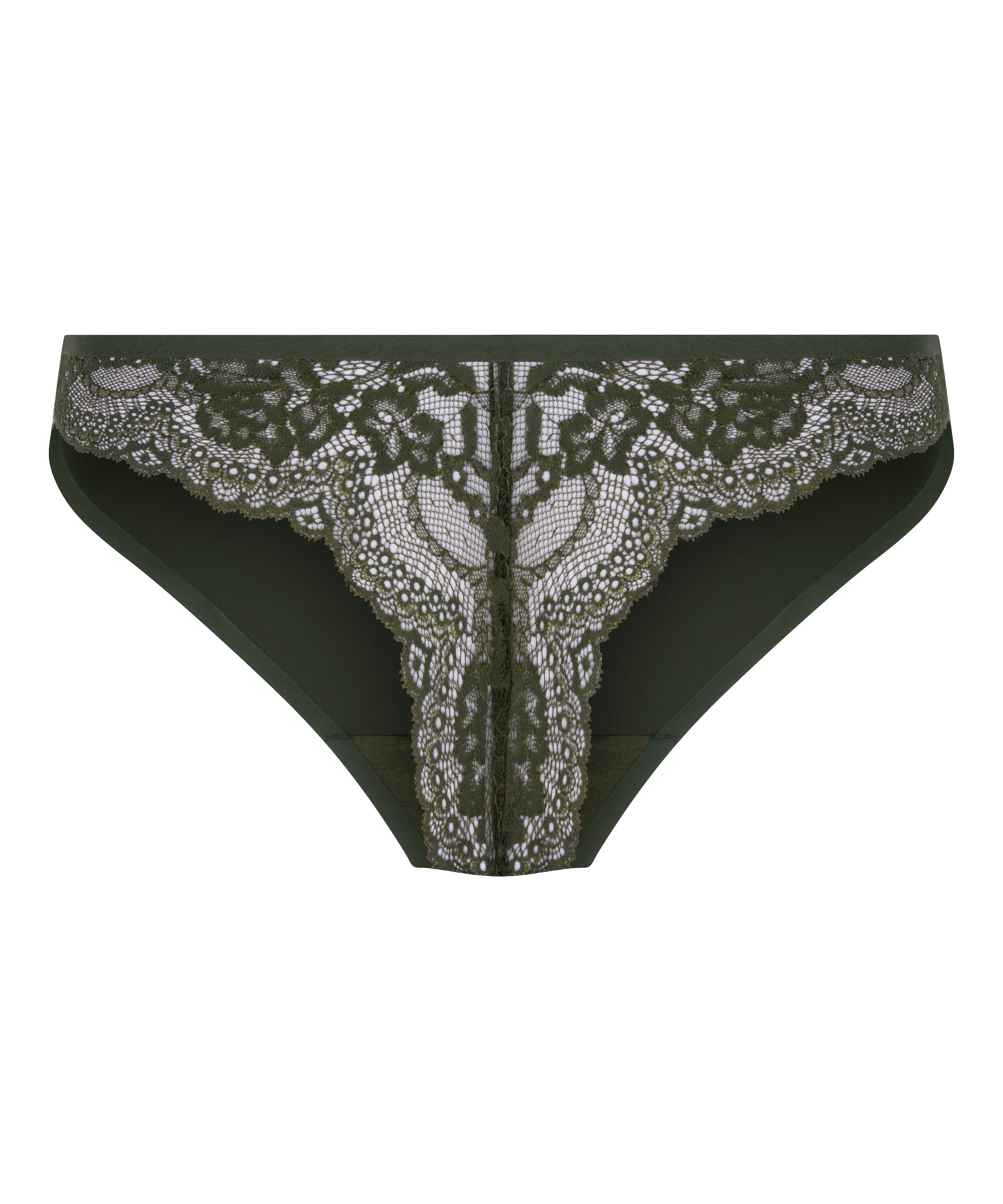 Lace Back Invisible Thong, Green, main