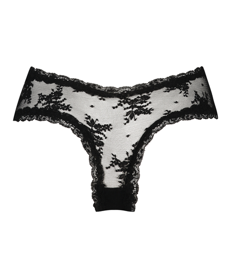 V-shaped Brazilian knickers mesh, Black
