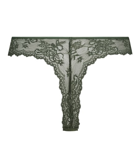 Lace Back Invisible Thong, Green