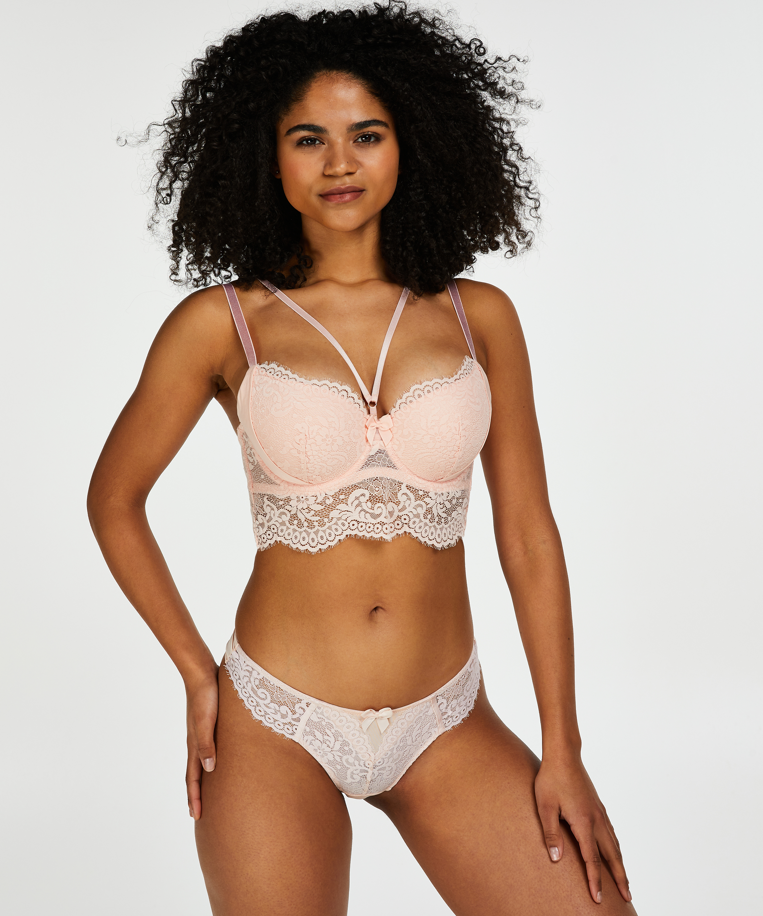 Dide Padded Longline Underwired Bra, Pink, main
