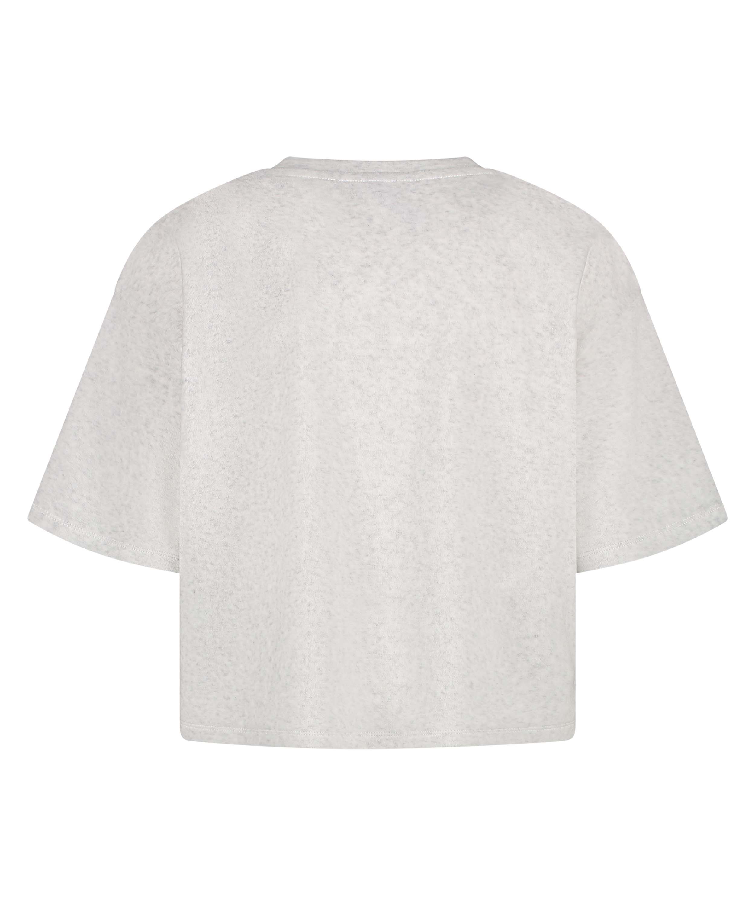 Short-sleeve velours top, Gray, main