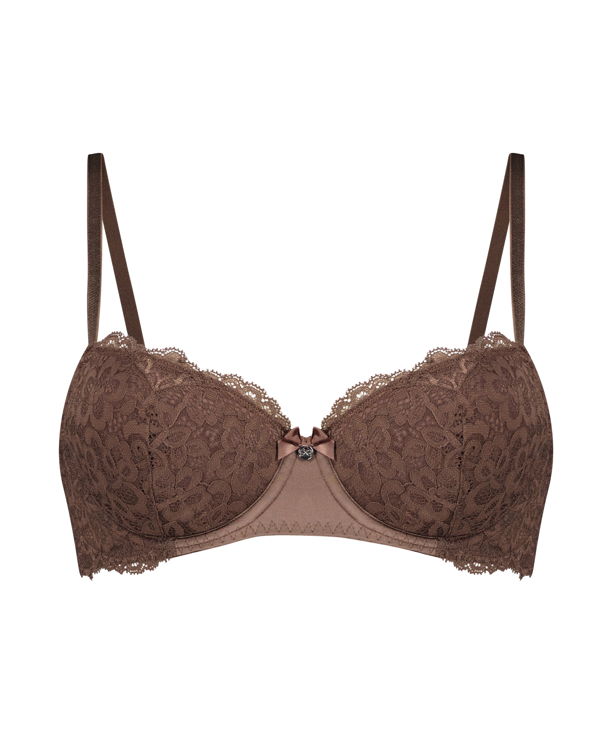 Marine Padded Underwired Bra, Brown, main