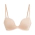 Deep-V Padded Underwired Push-Up Bra, Beige