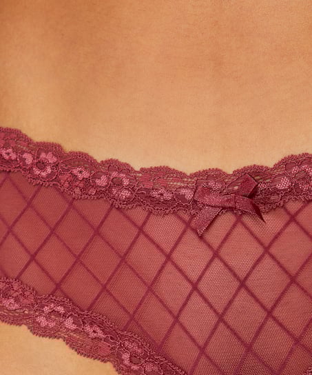 V-shaped Brazilian knickers mesh, Red