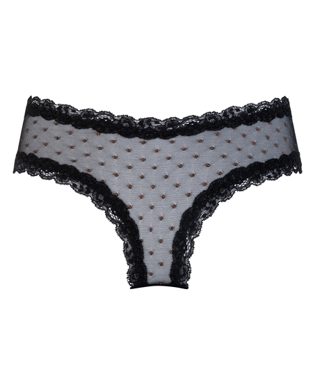 V-shaped Brazilian knickers mesh, Black
