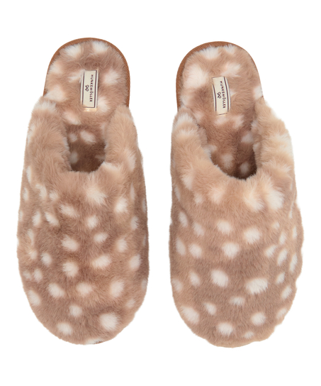 Slippers Deer Faux Fur, Brown