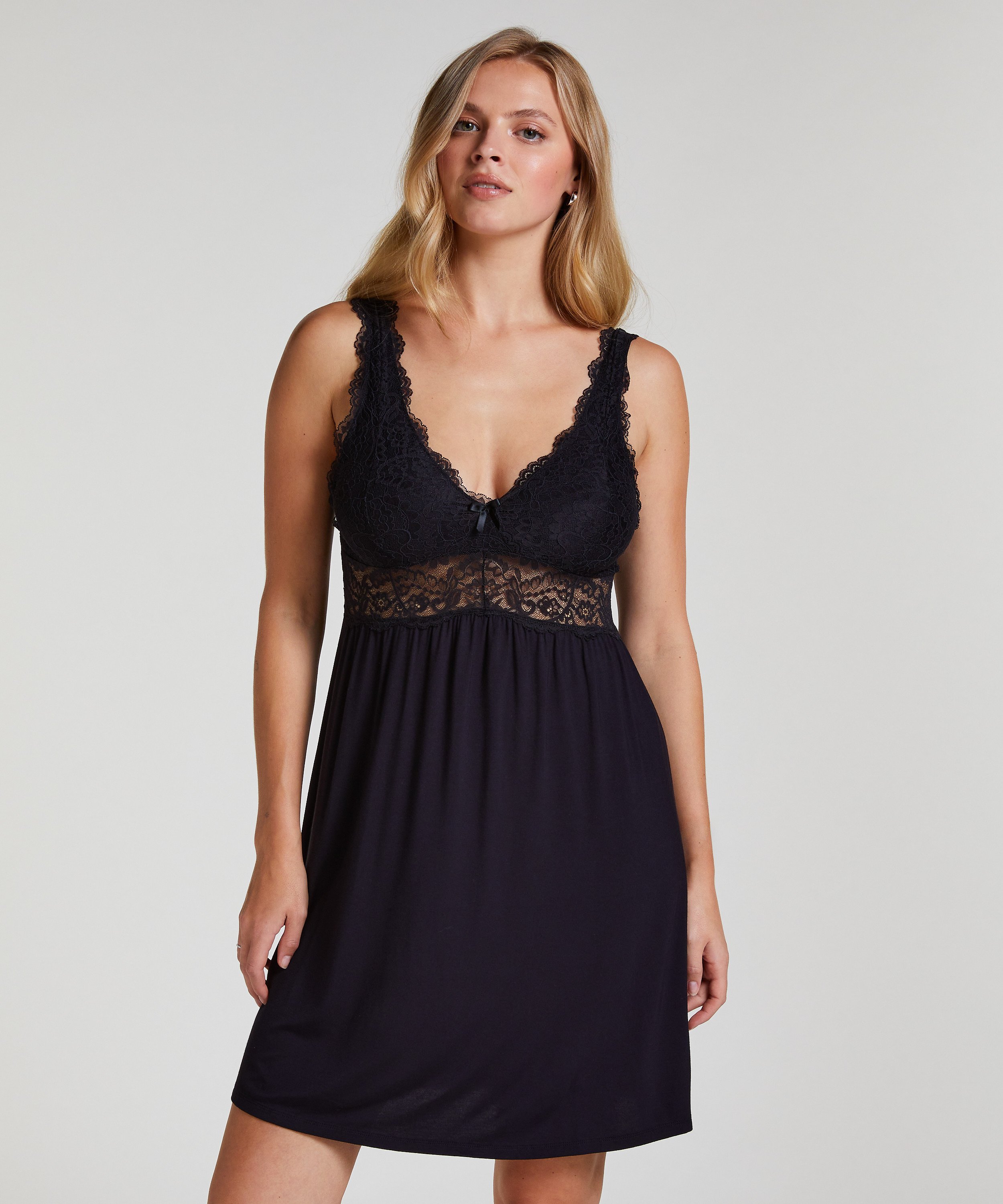 Nora Lace Slip Dress, Black, main