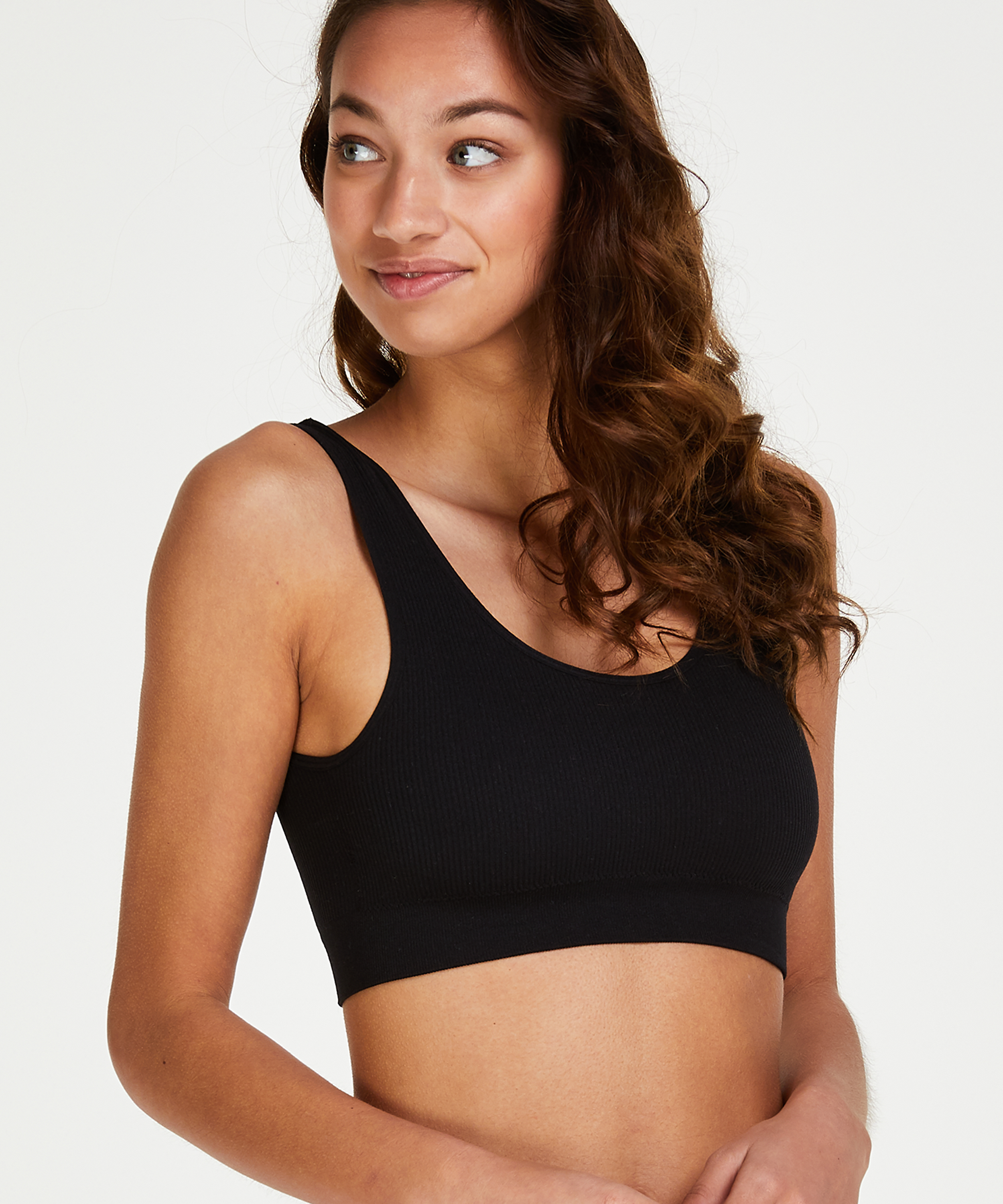 Seamless bralette, Black, main