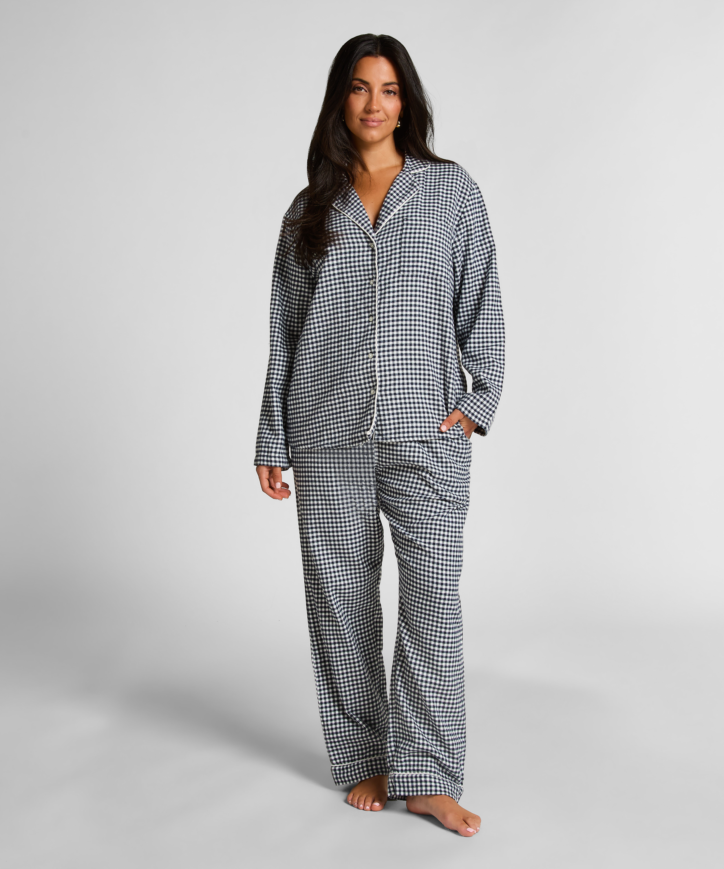 Essentials Flannel Pyjama Top, Blue, main