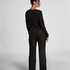 Longsleeved Pyjama Top Henley, Black