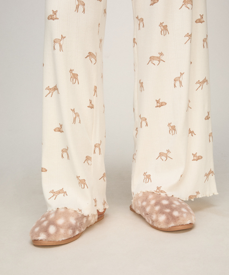 Slippers Deer Faux Fur, Brown