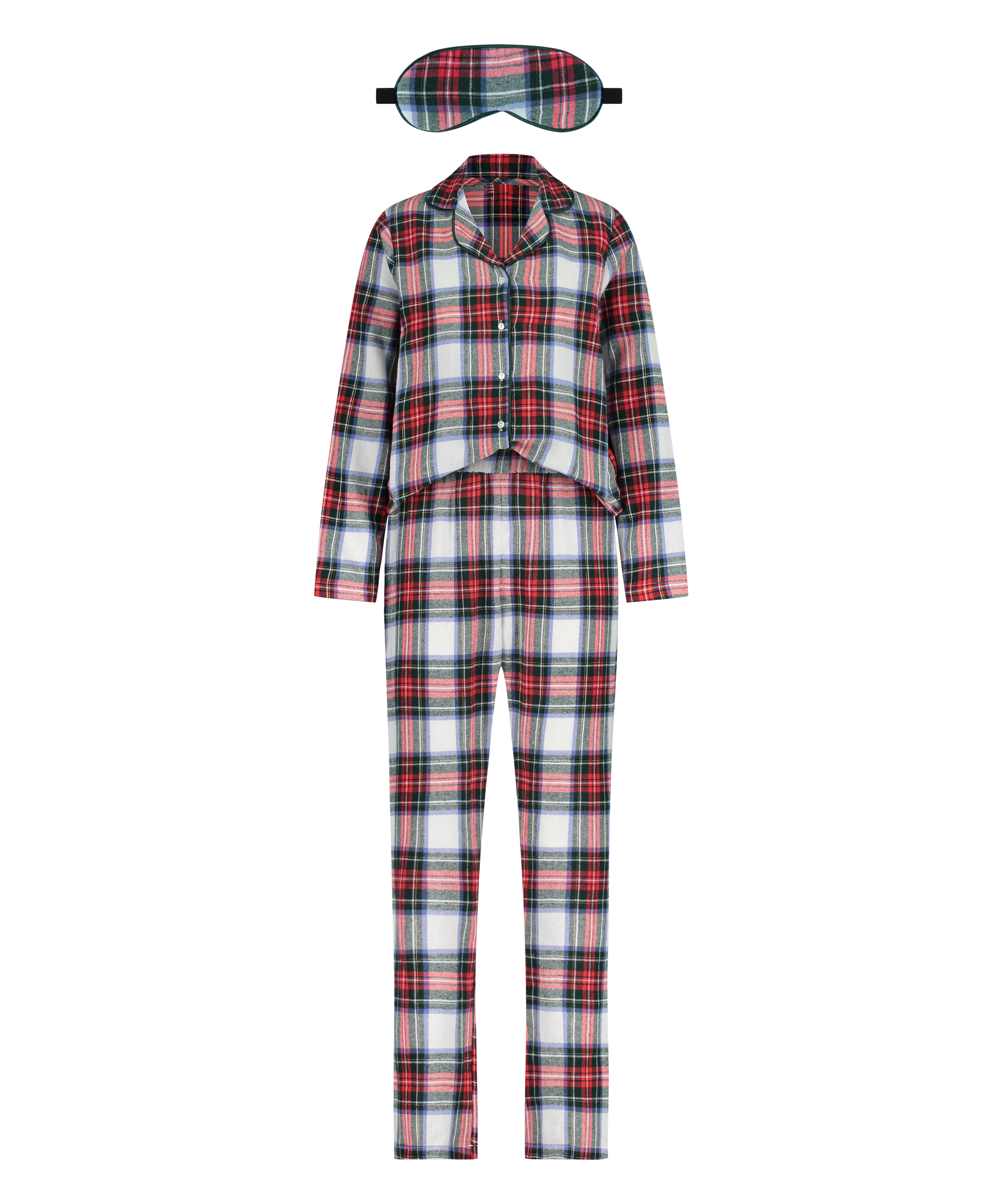 Twill Check Pyjama Set, White, main