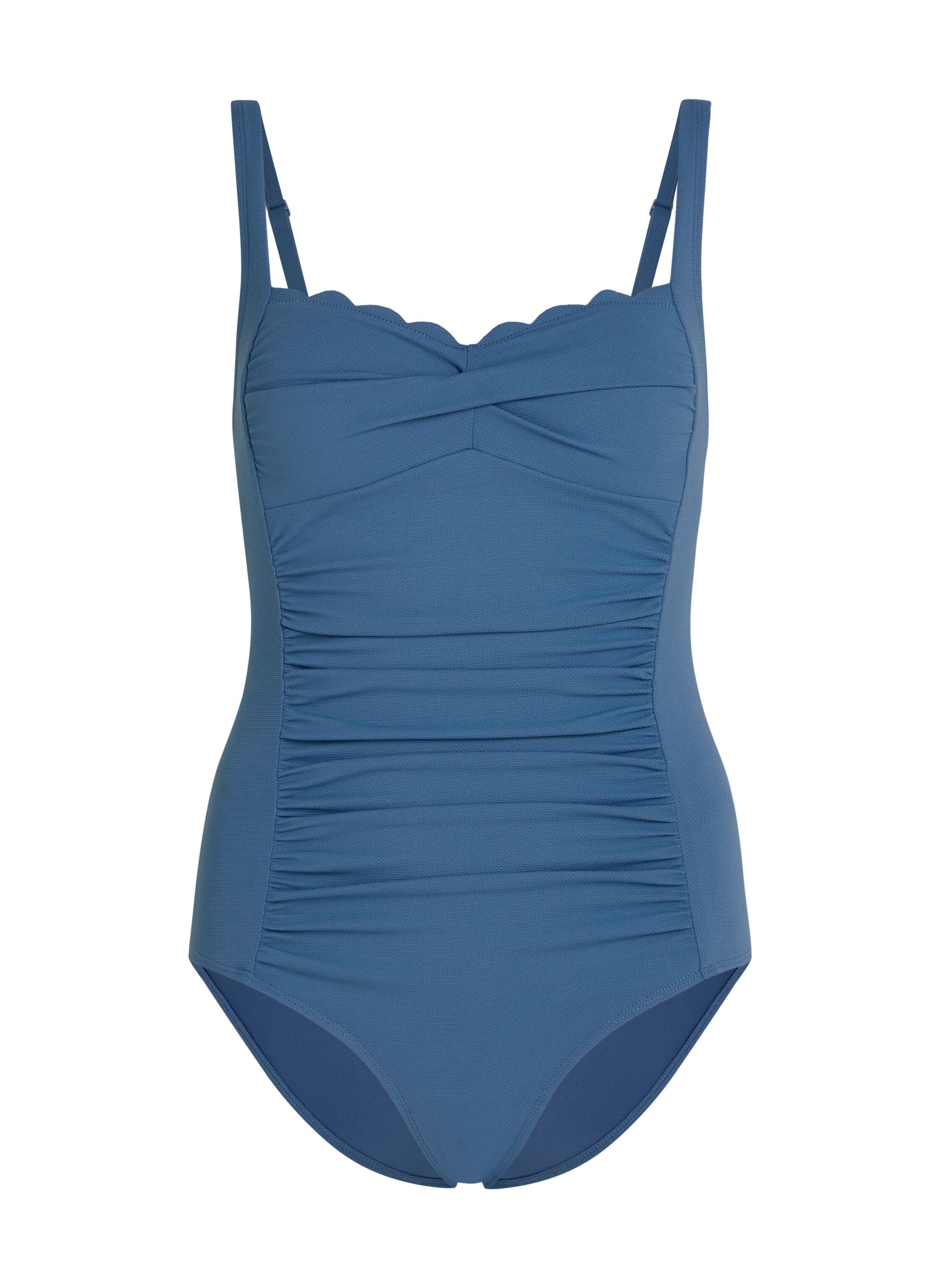 Shaping Scallop Swimsuit, Blue