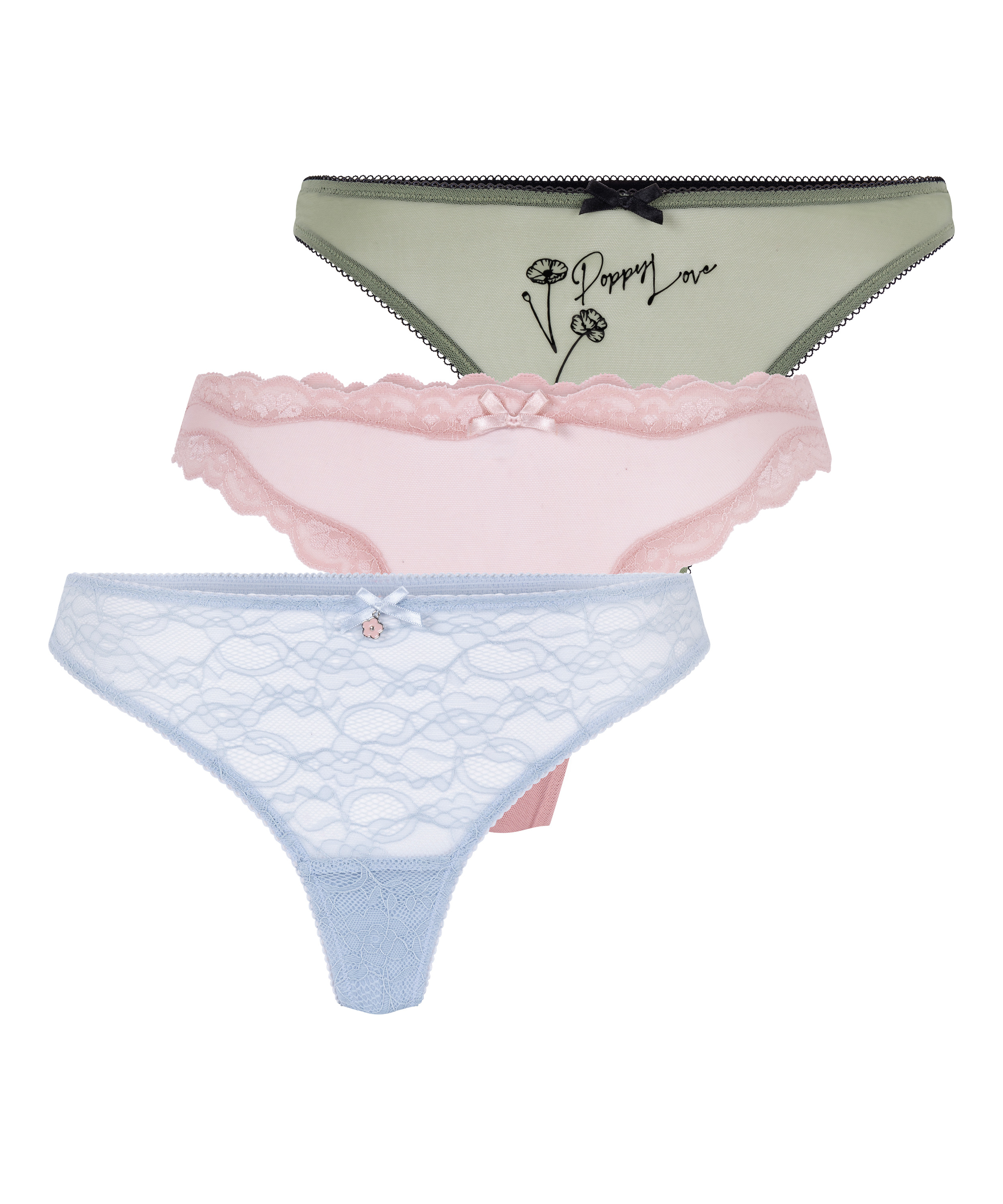 3-Pack Blooming Thong, Purple, main