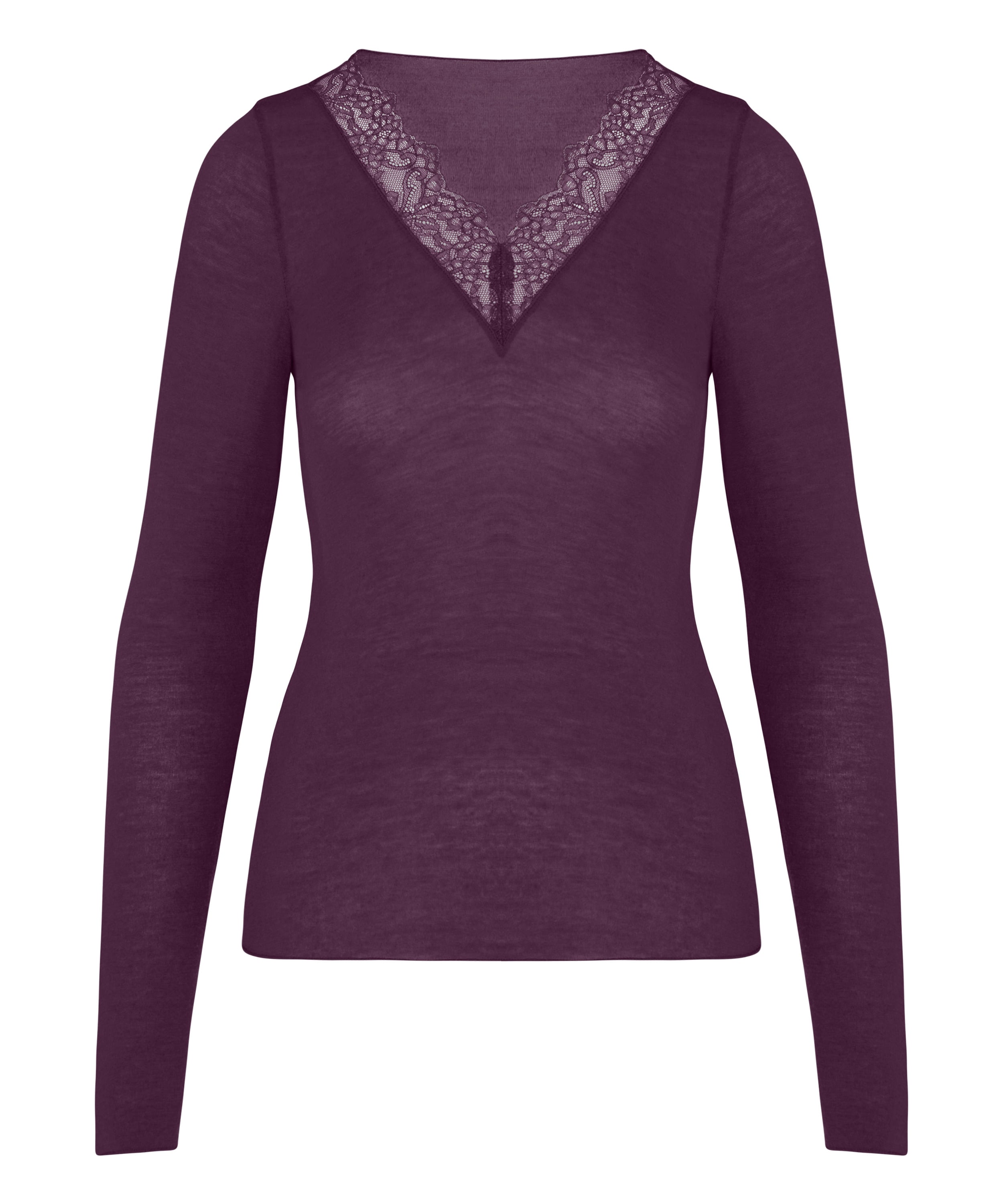 super soft Lace V-Neck shirt with Cashmere, Purple, main
