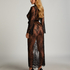 Long Allover Lace Kimono, Black