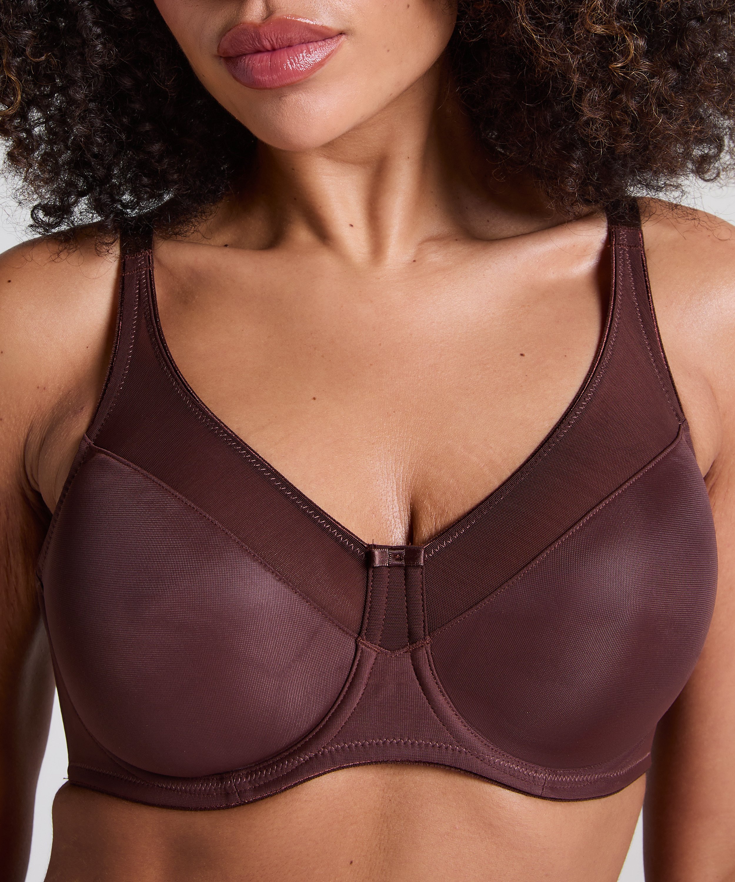 Nina Non-Padded Underwired Minimizer Bra, Brown, main