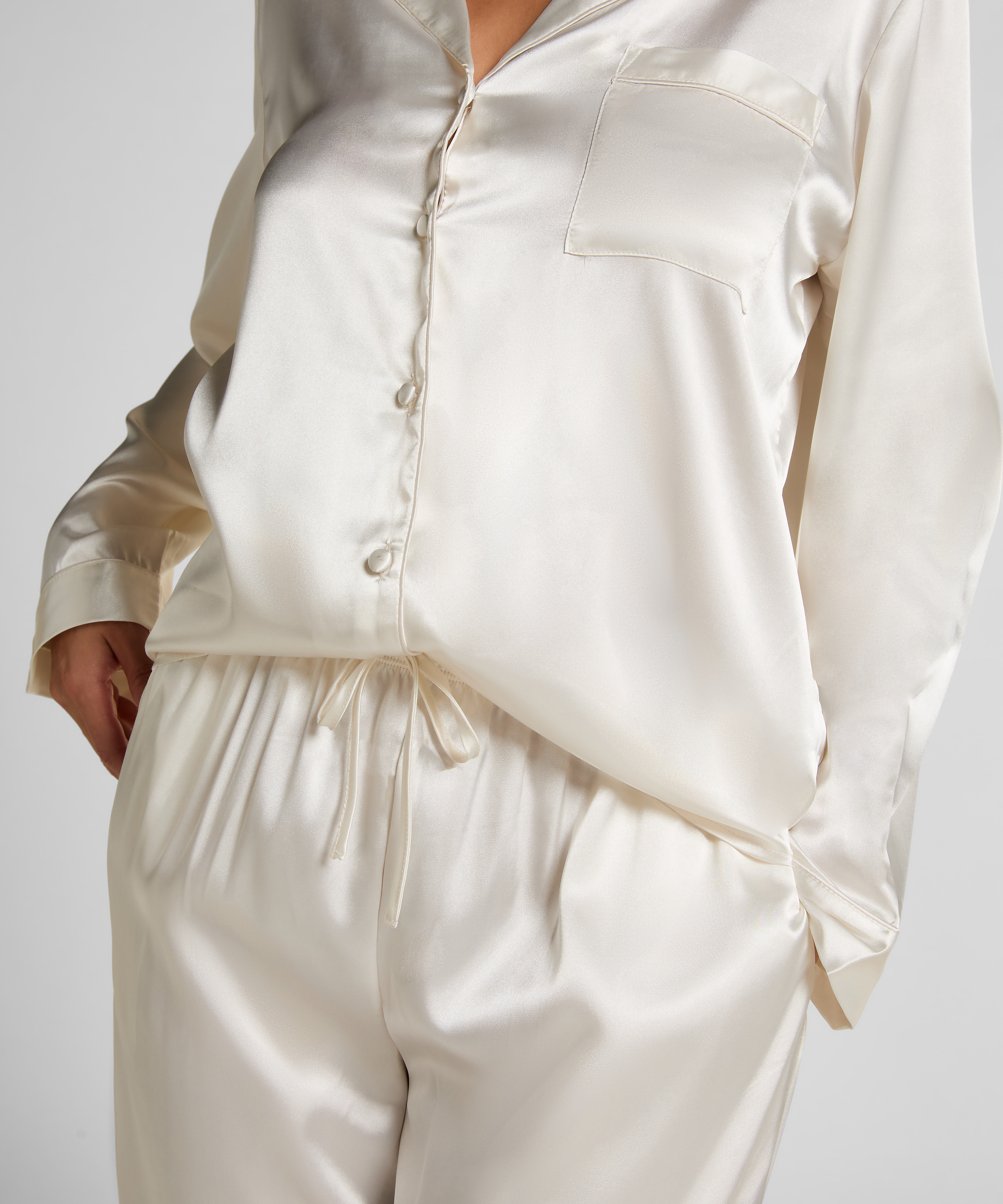 Pyjama Set Shiny Satin, White, main