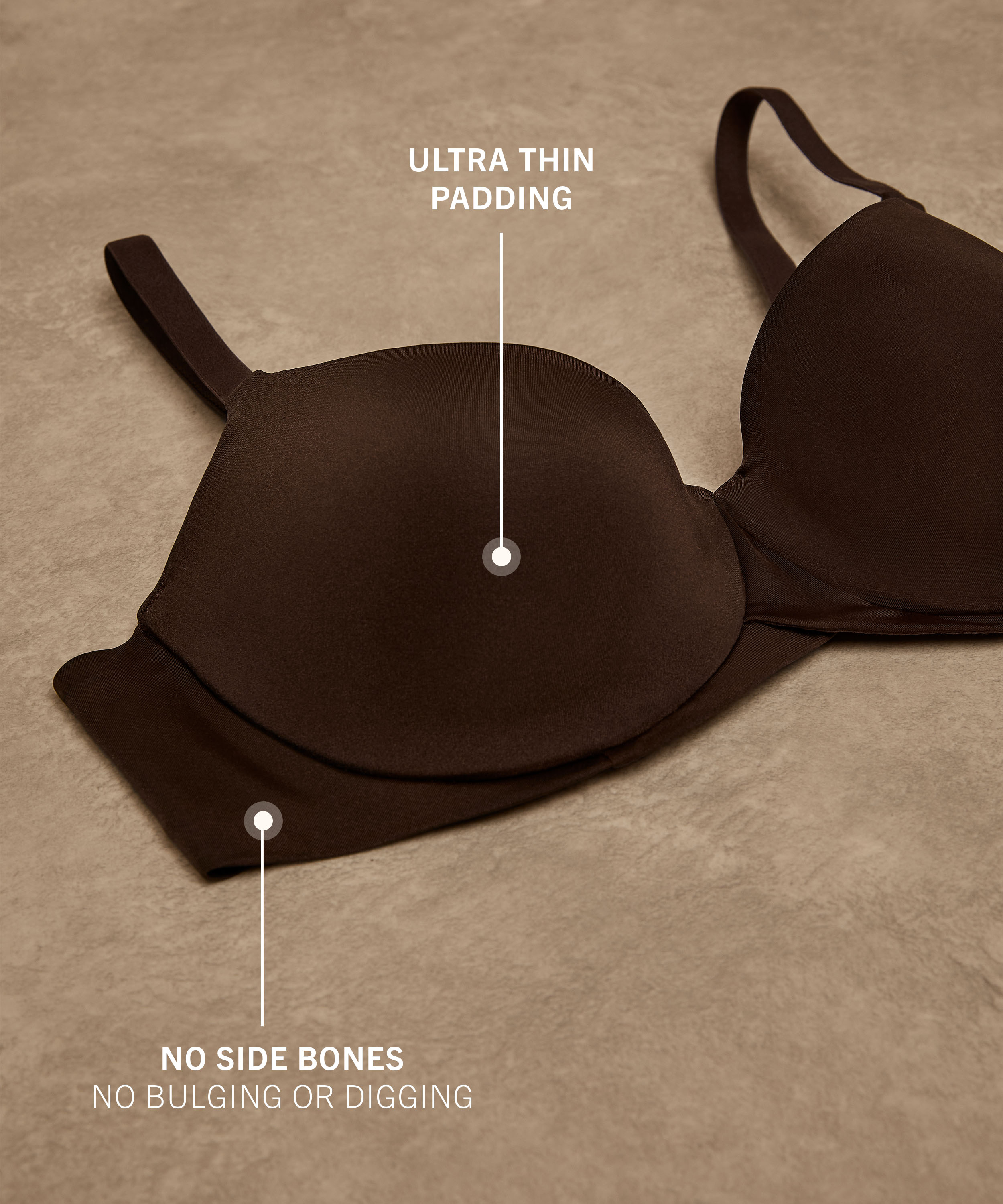 Smooth Padded Underwired Push-Up Bra, Brown, main