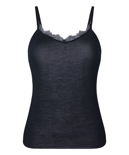 super soft Lace V-Neck cami with Cashmere, Black