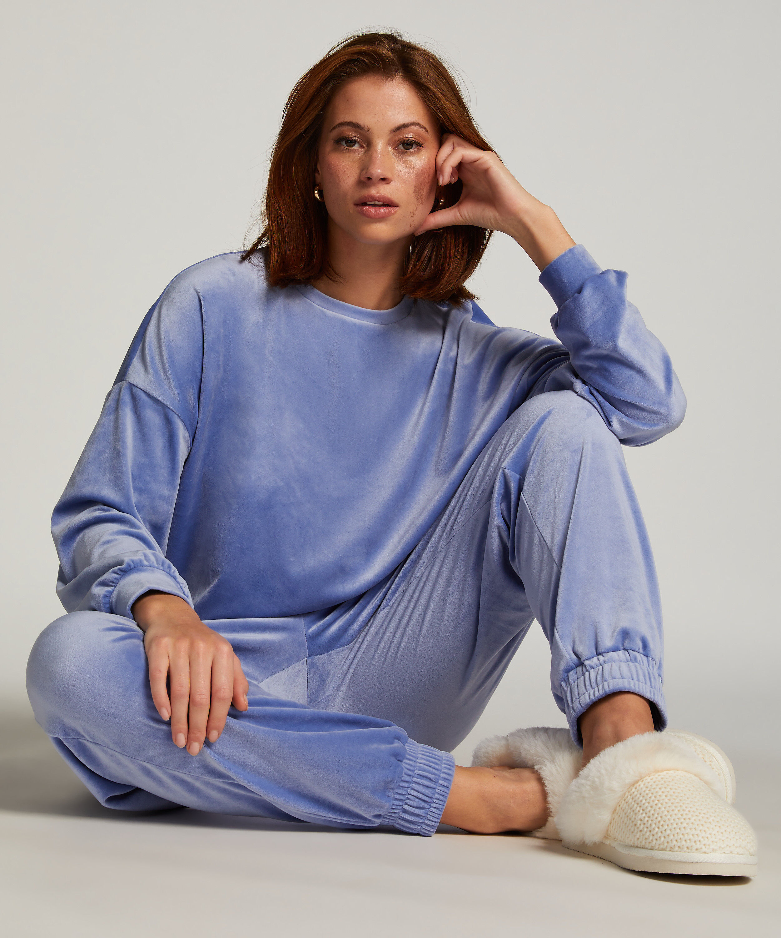 Velours Jogging Pants, Blue