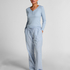 Longsleeved Pyjama Top Henley, Blue