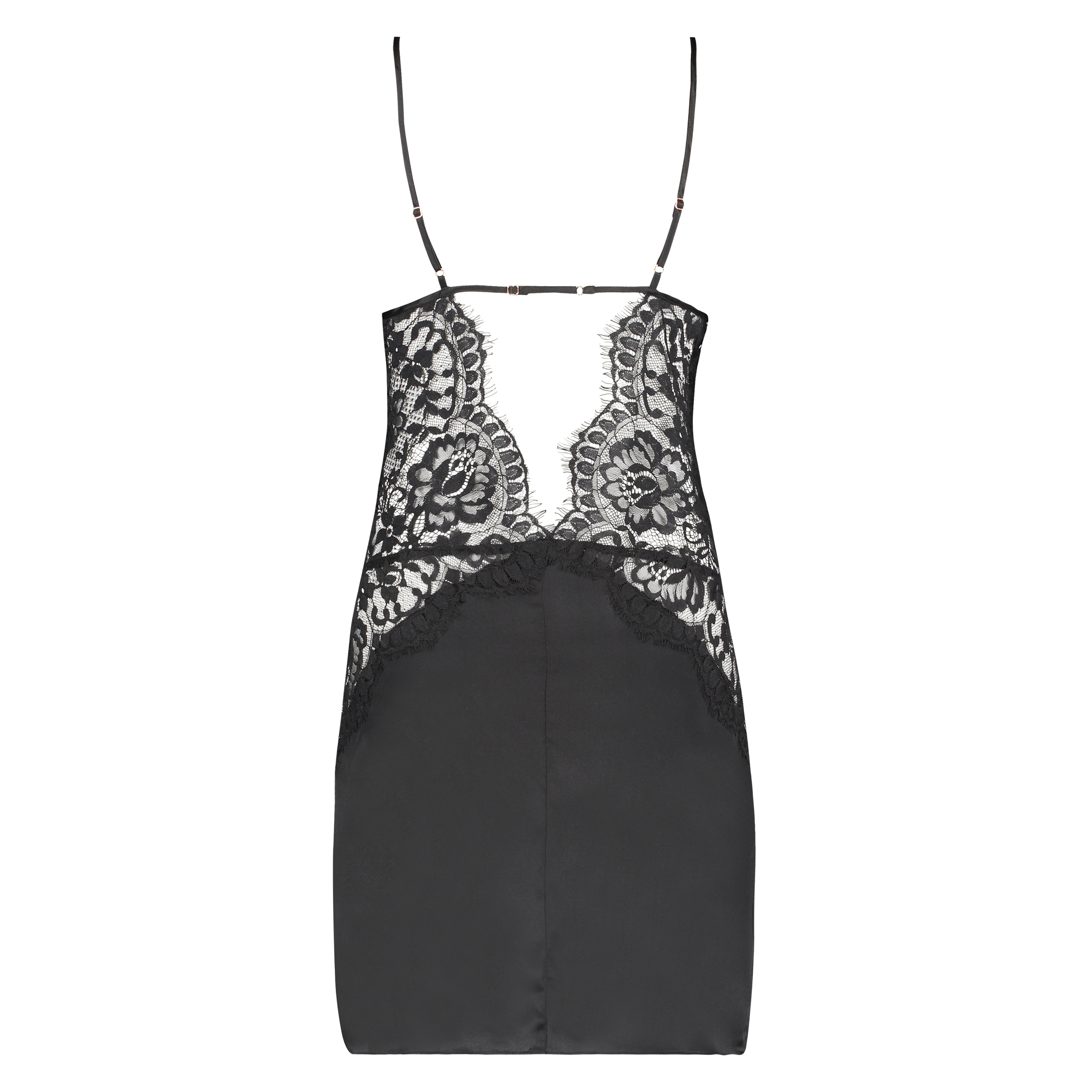 Silk Slip Dress, Black, main