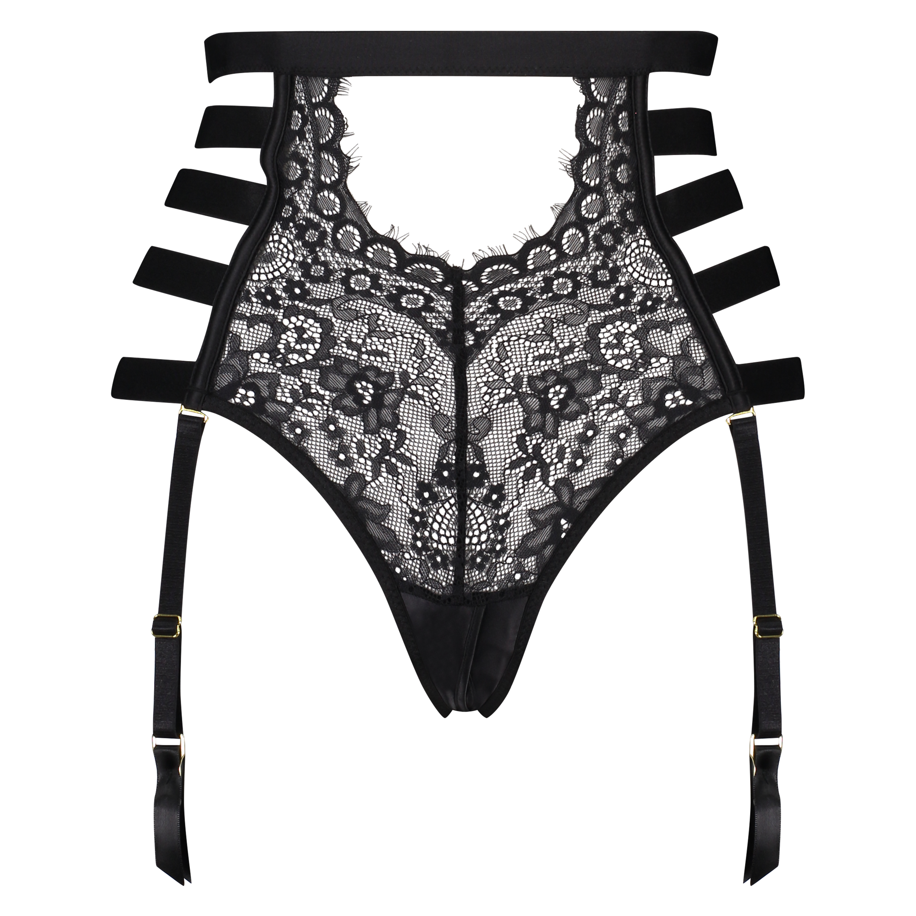 Honey High Open Crotch Brazilian, Black, main