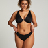 Scallop non-padded underwired bikini top, Black