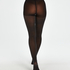70 Denier Ribbed Lurex Tights, Black