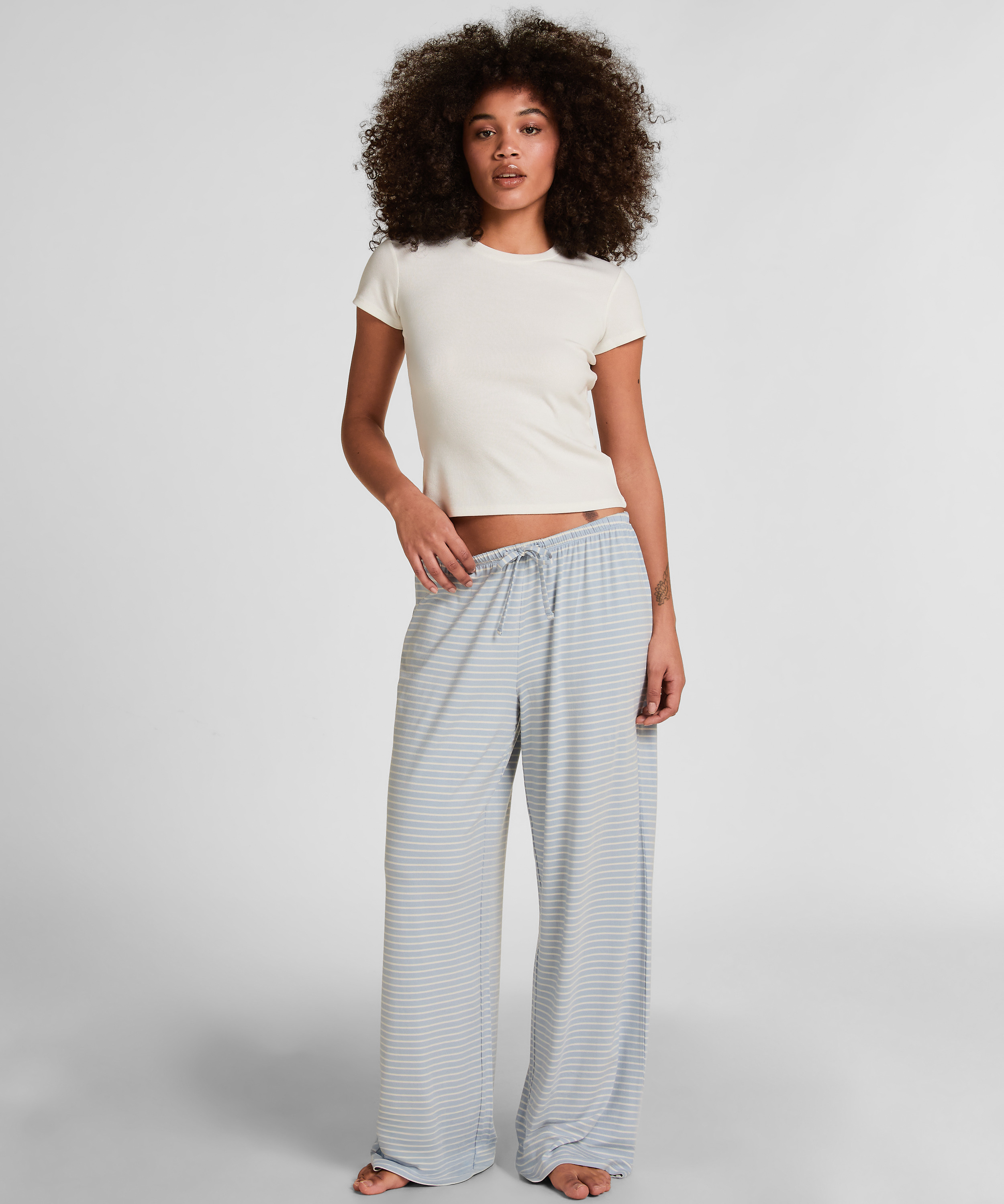 Striped Pyjama Pants, Blue, main