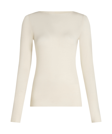 super soft Boatneck Shirt with Cashmere, White