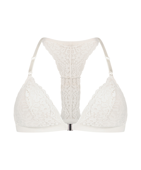 Rose Padded Triangle Bralette, White
