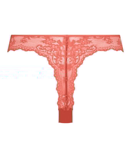 Lace Back Invisible Thong, Red