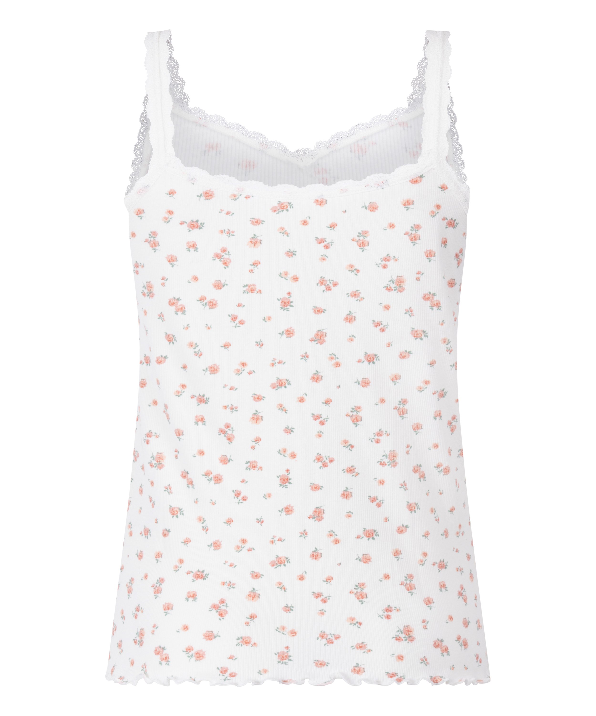 Ribbed Lace Cami, White, main