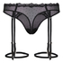 High Waisted Suspender Thong Kat, Black