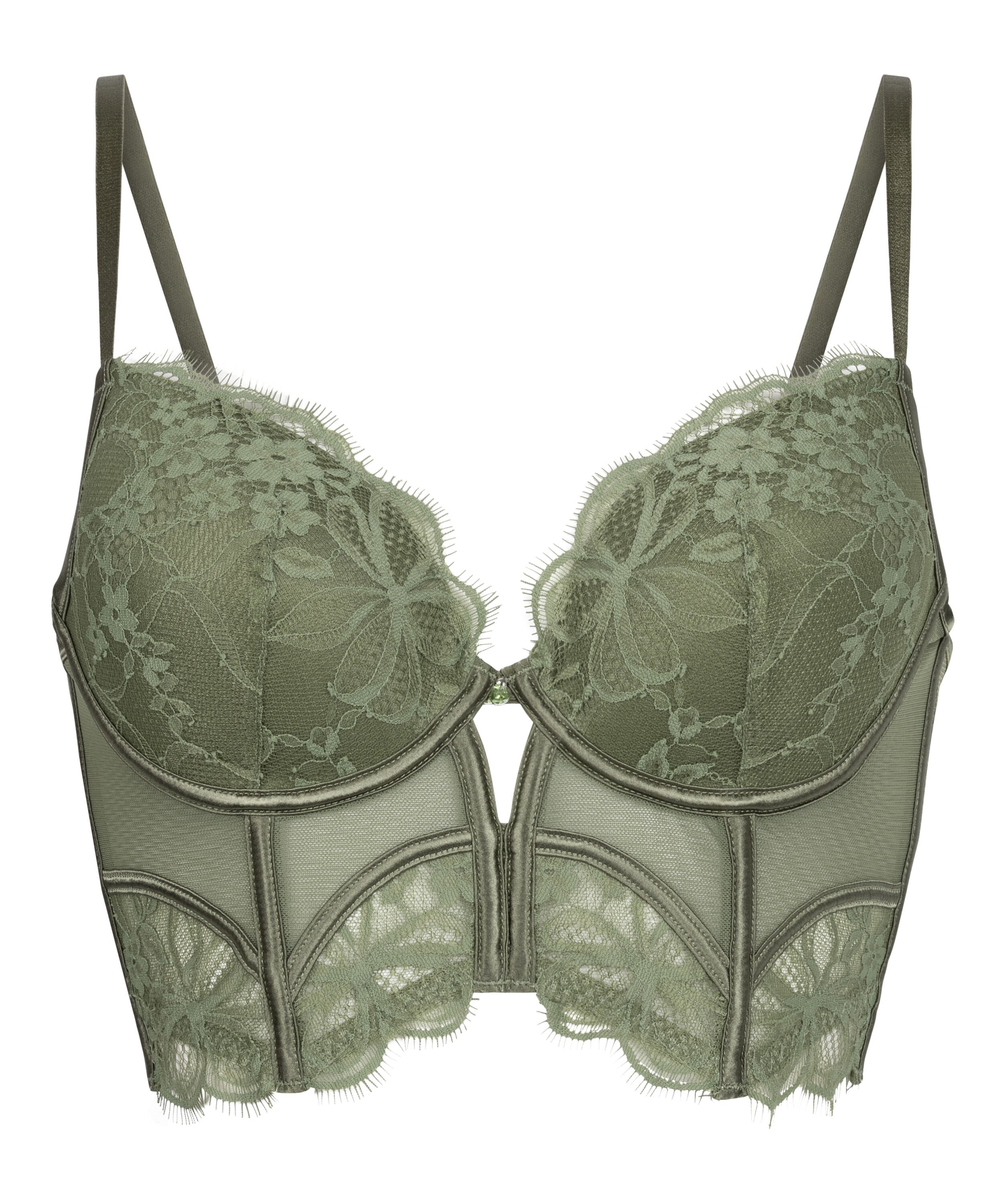 Prina Padded Underwired Longline Bra, Green