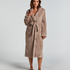 Long Fleece Bathrobe, Beige