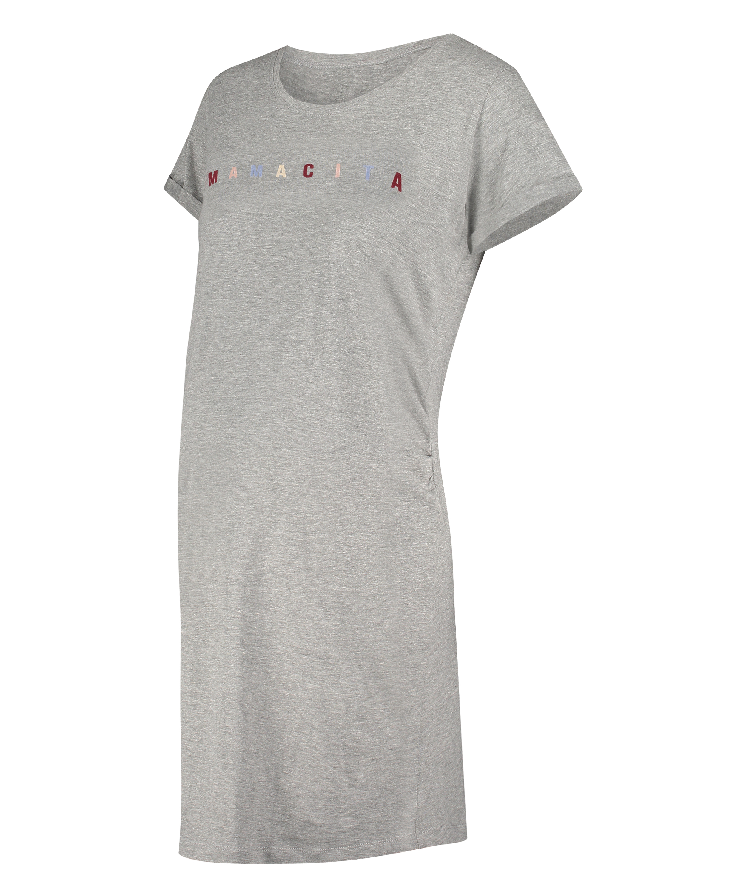 Short-Sleeved Maternity Nightshirt, Gray, main