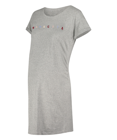 Short-Sleeved Maternity Nightshirt, Gray