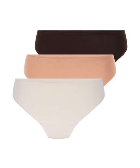 3-pack invisible thongs, Brown
